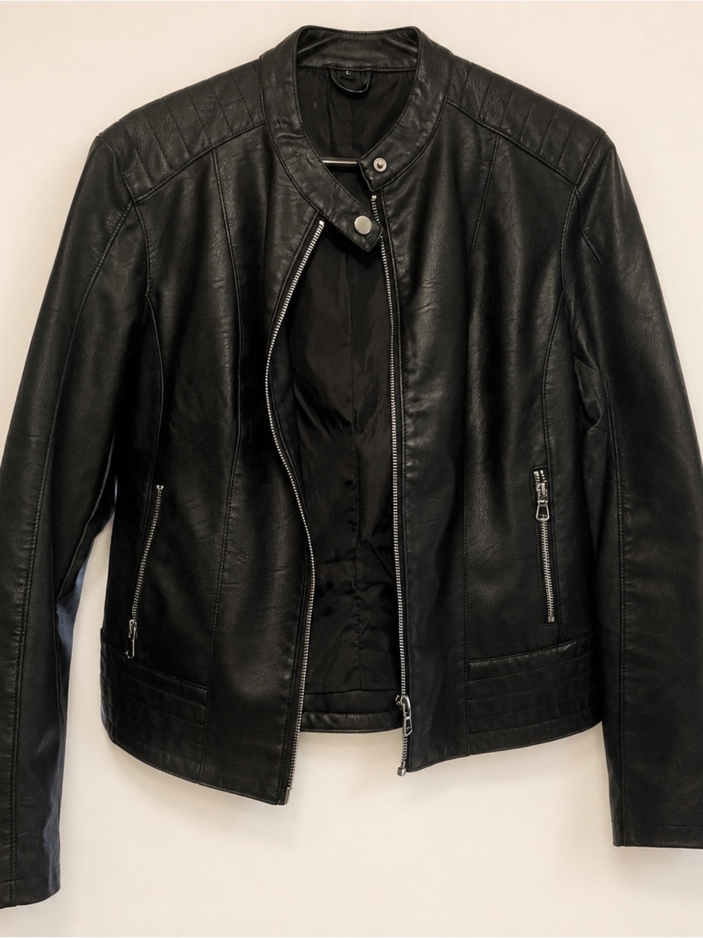 Women's Black Faux Leather Moto Jacket